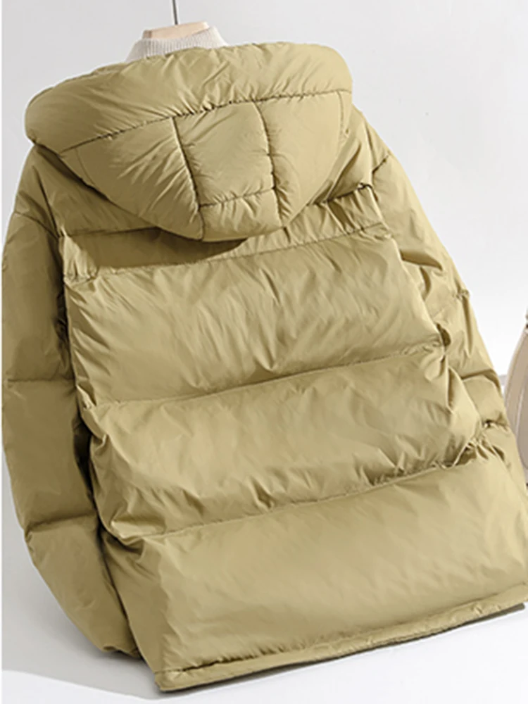 سترة منتفخة مبطنة على الموضة سترة قصيرة بقلنسوة للنساء شتوية كبيرة الحجم معطف سميك دافئ #5