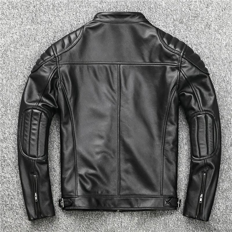 Cowhide Top Layer Leather Jacket Men Genuine Leather Men's Coat Plus Size 6XL Men's Motorcycle Jacket Veste Homme Xhl353