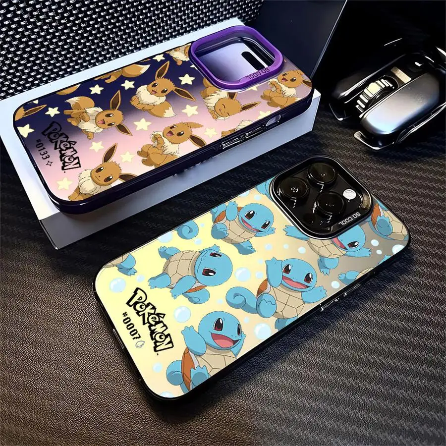 Phone Case for iPhone 16 Pro Max 15 Plus 14 13 12 11 15+ 16+ 14+ Lens Full Screen Cool Back Cover Cartoon Cute Eevee