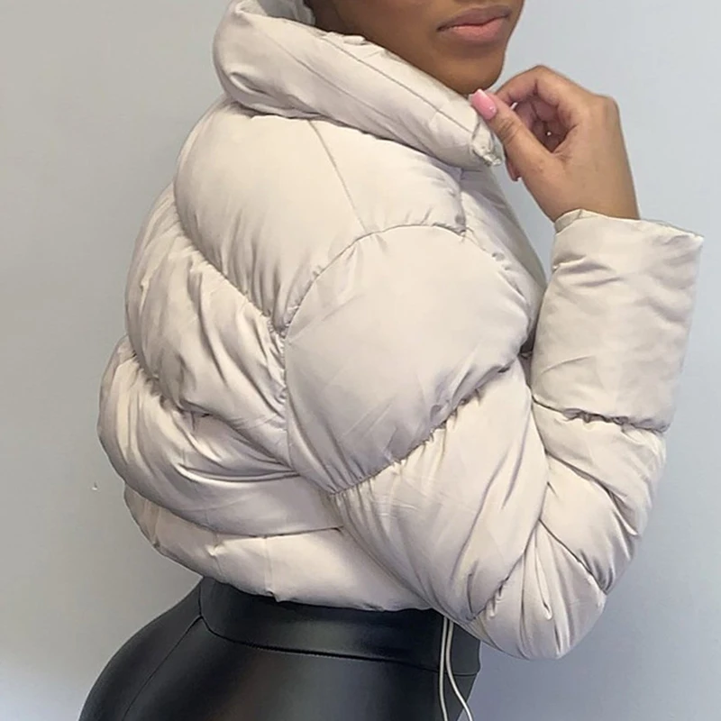 

Fashion Autumn Winter Solid Down Coat Puffer Jacket and Coats for Women Bubble Outerwear Cropped Outwear Oversized Clothing 2023