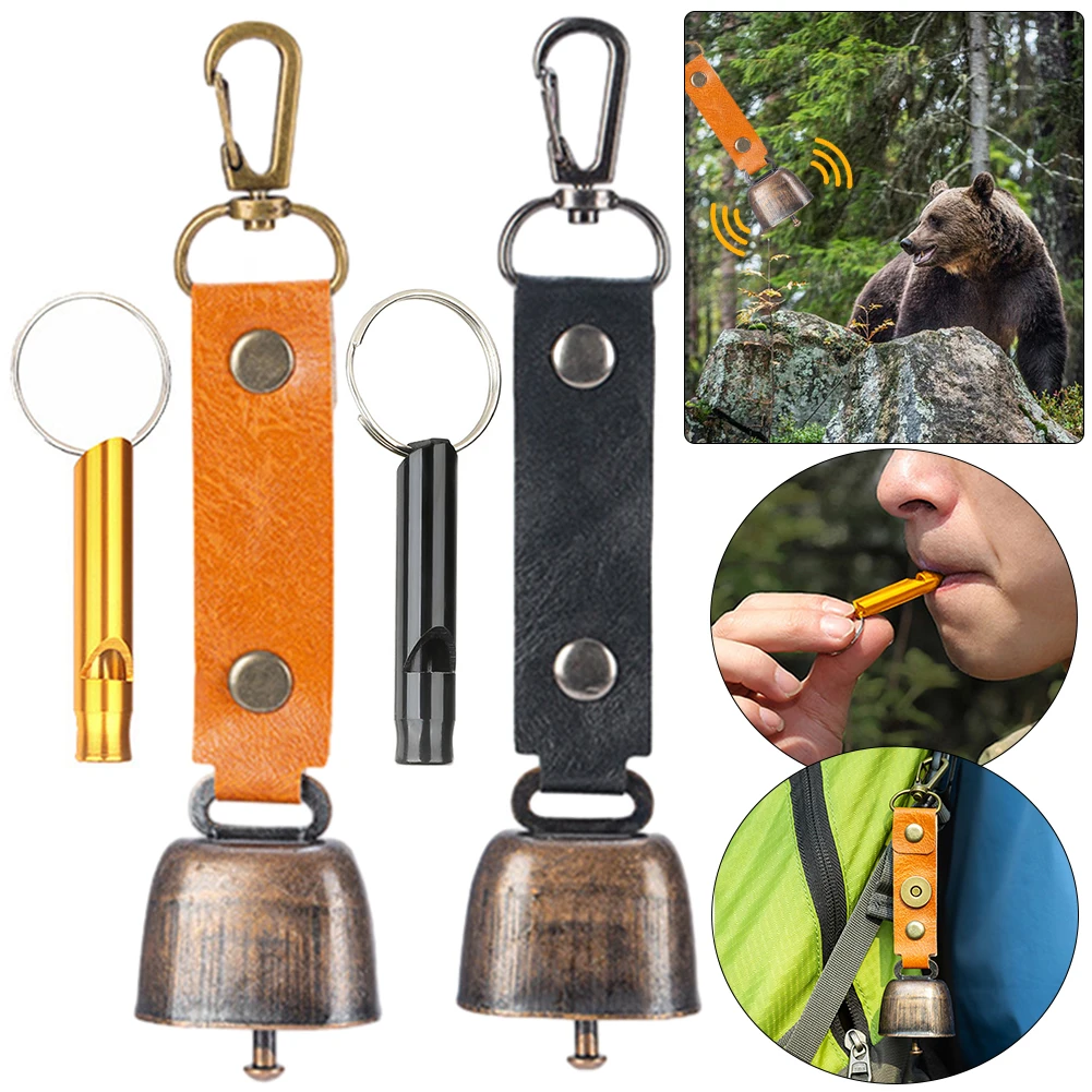 Loud Bear Bell with Emergency Whistle Set with Magnetic Silencer Bear Repelling Bell Hanging Bear Bell for Bear Deterrent