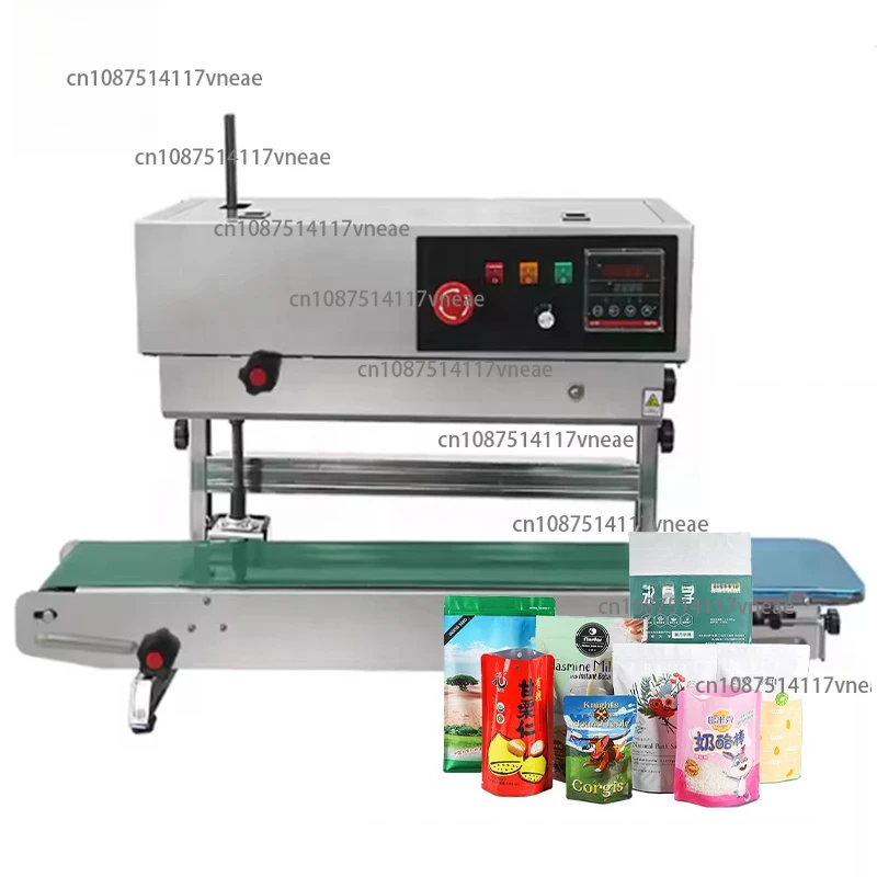 FR900 Stainless Steel Heat Continuous Band Sealer Aluminum Foil Plastic Bag Film Date Printing Portable Vertical Sealing Machine
