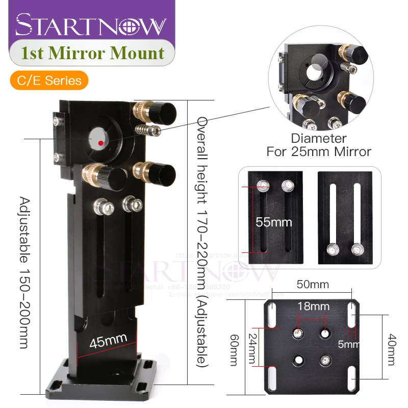 Startnow CO2 Laser Head Set Len Dia.20mm FL50.8mm ZnSe Focus Lens C/E Whole Mirror Mount Kit For Laser Engraving Cutting Maching