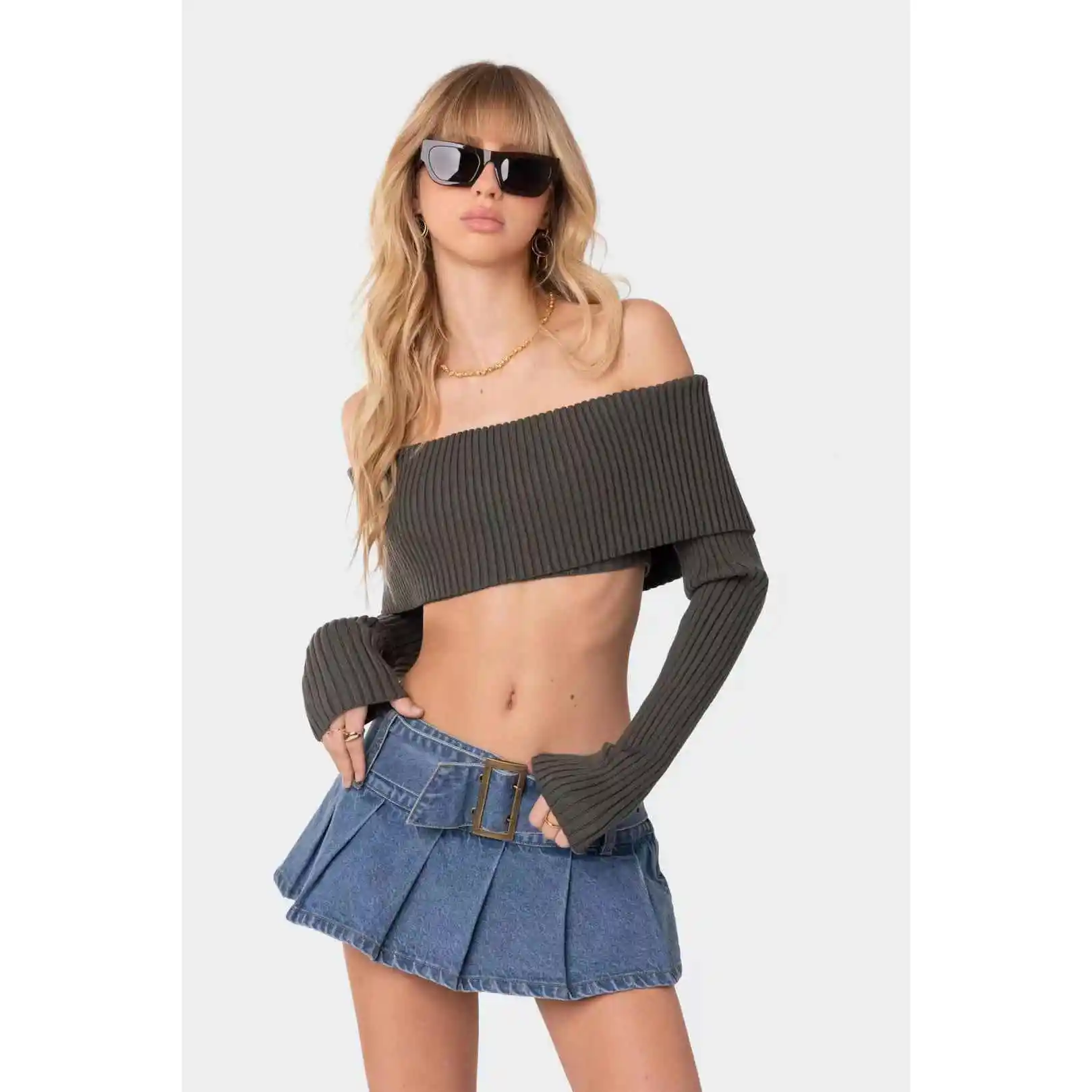 

Сексуальная длинная футболка с шерстяной оберткой на груди, 2023, Cleanfit Sle, женская зимняя коллекция Faion, A-Line Sve, другой материал 00%