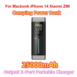 For Macbook iPhone 14 Xiaomi ZMI Camping Power Bank 25000mAh P23 210W Output 3-Port Portable Charger 140W USB C