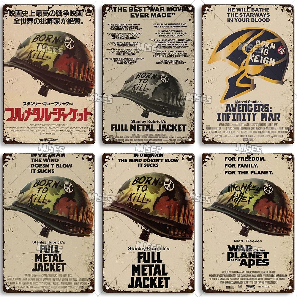 MISES Classic Movie Metal Poster Full Metal Jacket Metal Tin Sign Rusty Decorative Plate Home Cafe Club Metal Plaque Wall Decor