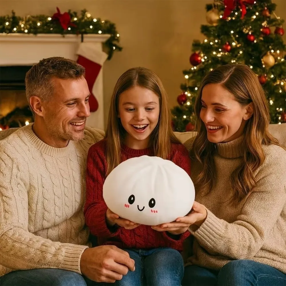 Cartoon Steamed Buns Decorative Pillow PP Cotton Filling Fleece Surface Large Buns Throw Pillow Soft Dough Ball Pillow Adults