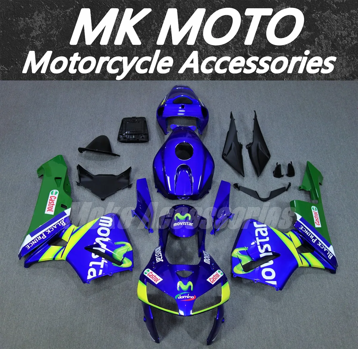 

Moke moto Motorcycle Fairings Kit Fit For Cbr600rr 2005-2006 Bodywork Set High Quality ABS Injection New Blue Movistar