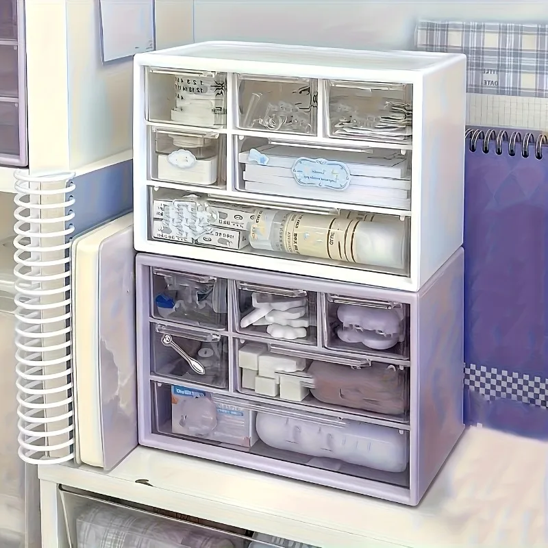Desktop-Organizer mit sechs Schubladen – geräumiger und multifunktionaler Behälter, perfekt für Bürobedarf, Schreibwaren, Wohnheimutensilien – Detail 7