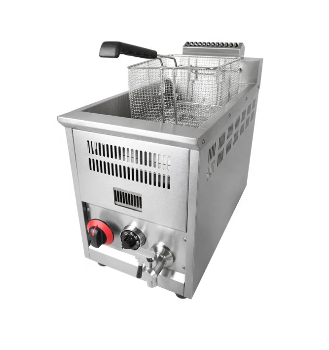 Commercial Restaurant Kitchen Equipment Adjustable  Gas Deep Fryer With Temperature Control
