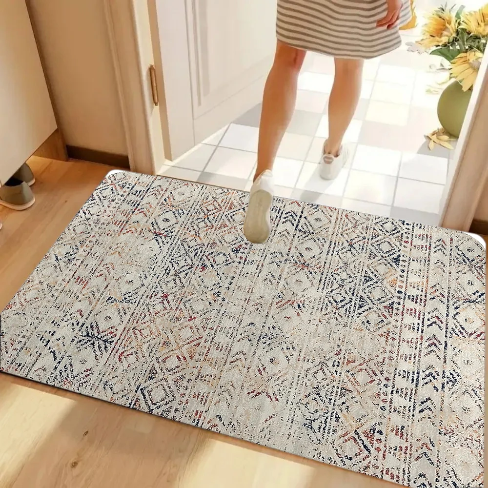 

Этнический ковер с геометрическим рисунком, коврик, винтажный племенный узор, украшение для дома, гостиная, спальня, современный декор пола, приветственный коврик