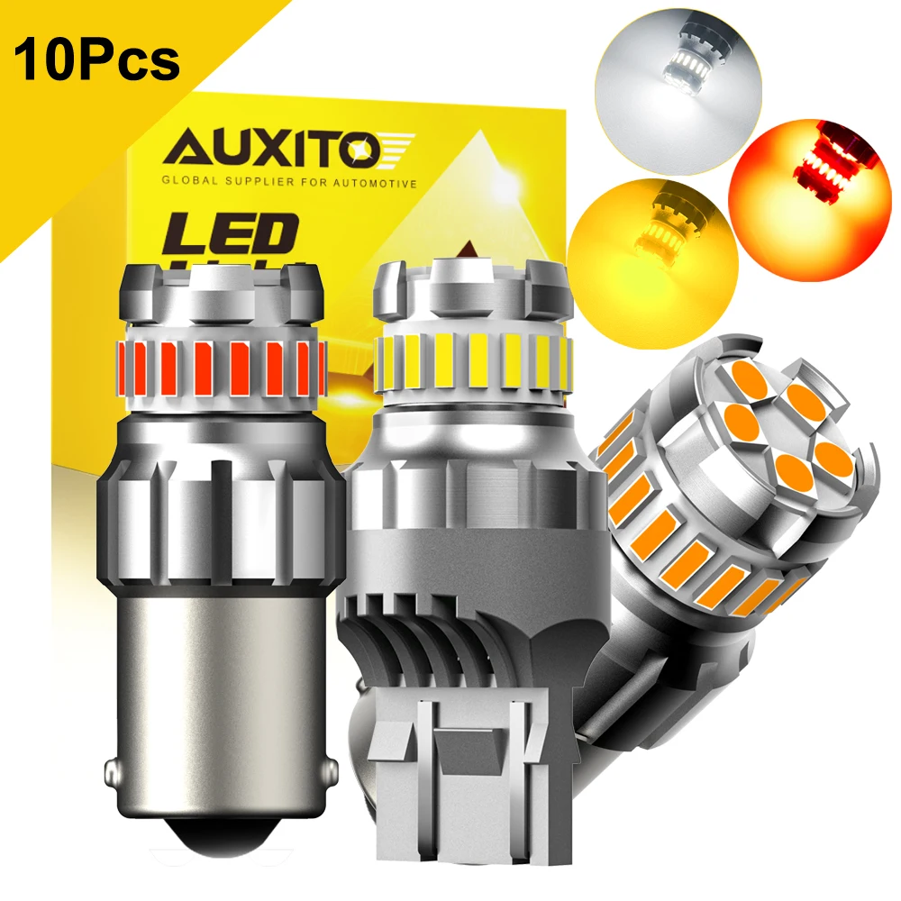 

AUXITO 10Pcs S25 1156 BA15S 1157 P21/5W LED White T20 7443 W21/5W Bay15d T25 LED Lamp Red Yellow DRL Parking Tail Light Bulb 12V
