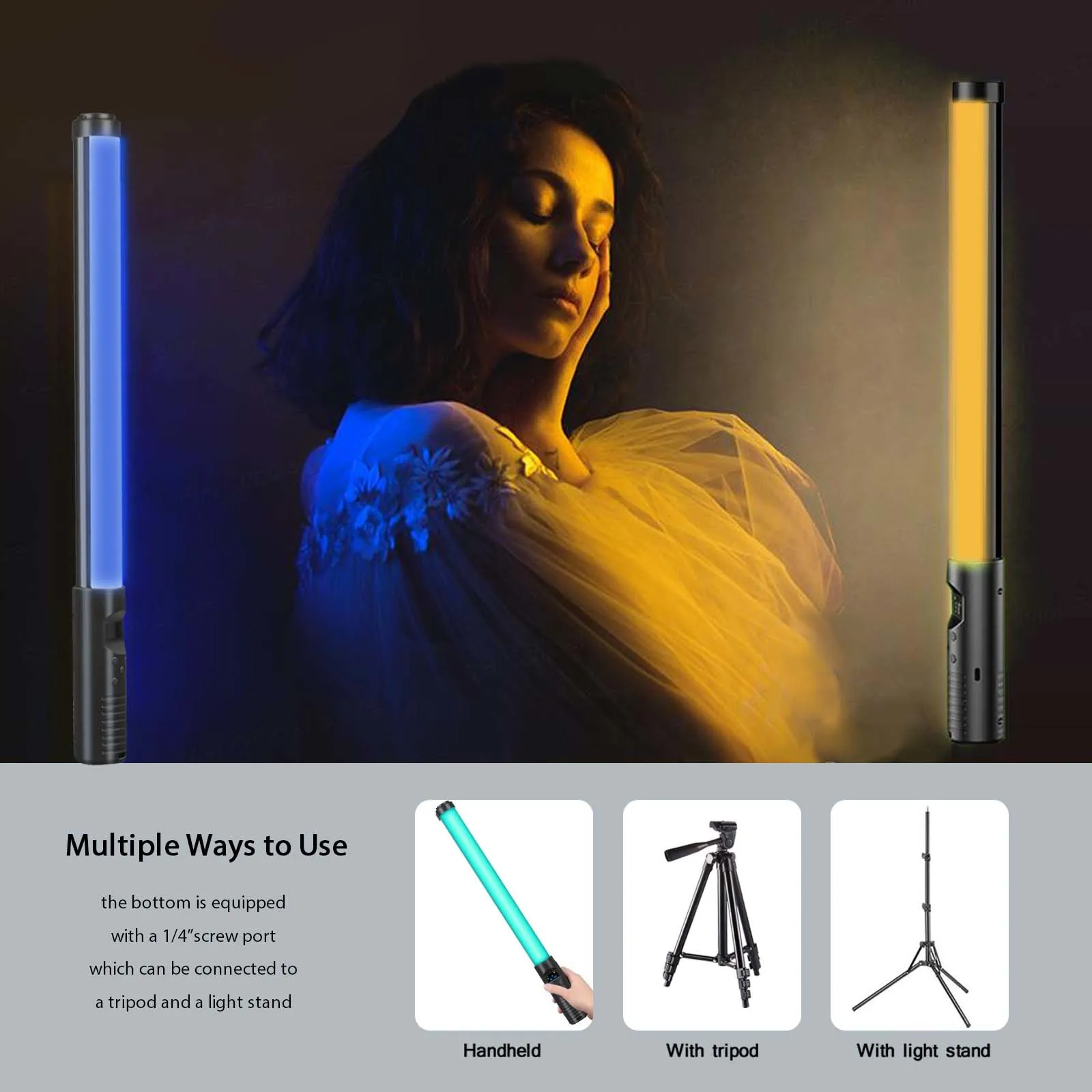 RGB Video Light Stick Wand Party Colorful LED Lamp Fill Light Handheld Flash Speedlight Photography Lighting With Tripod Stand