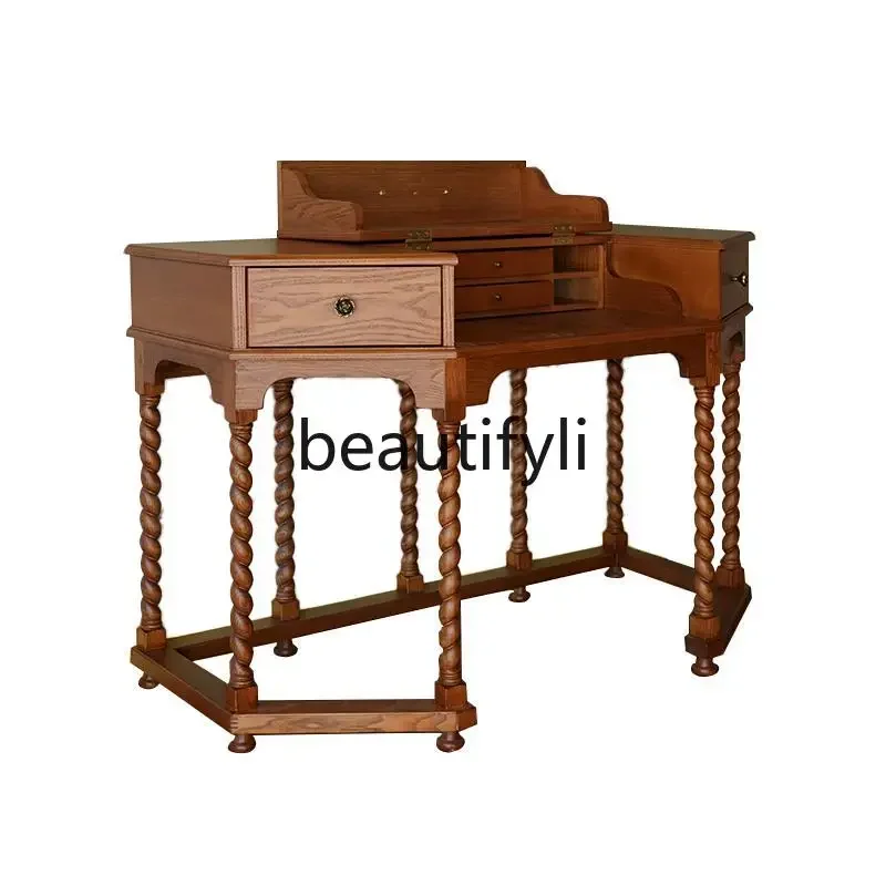 

Desk/Dresser Solid Wood Retro Flip Storage Makeup Table