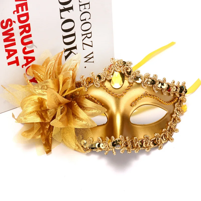 Halloween Princess Half Face Mask Masquerade Ball Lily Flower Mask Party Princess Sexy Dress Mask