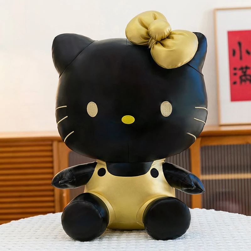 

Kawaii Sanrio Plush Toy Cute Hello Kitty Stuffed Plaything Black Gold HelloKitty For Kids Birthday Gift Cuddly Anime Figure For