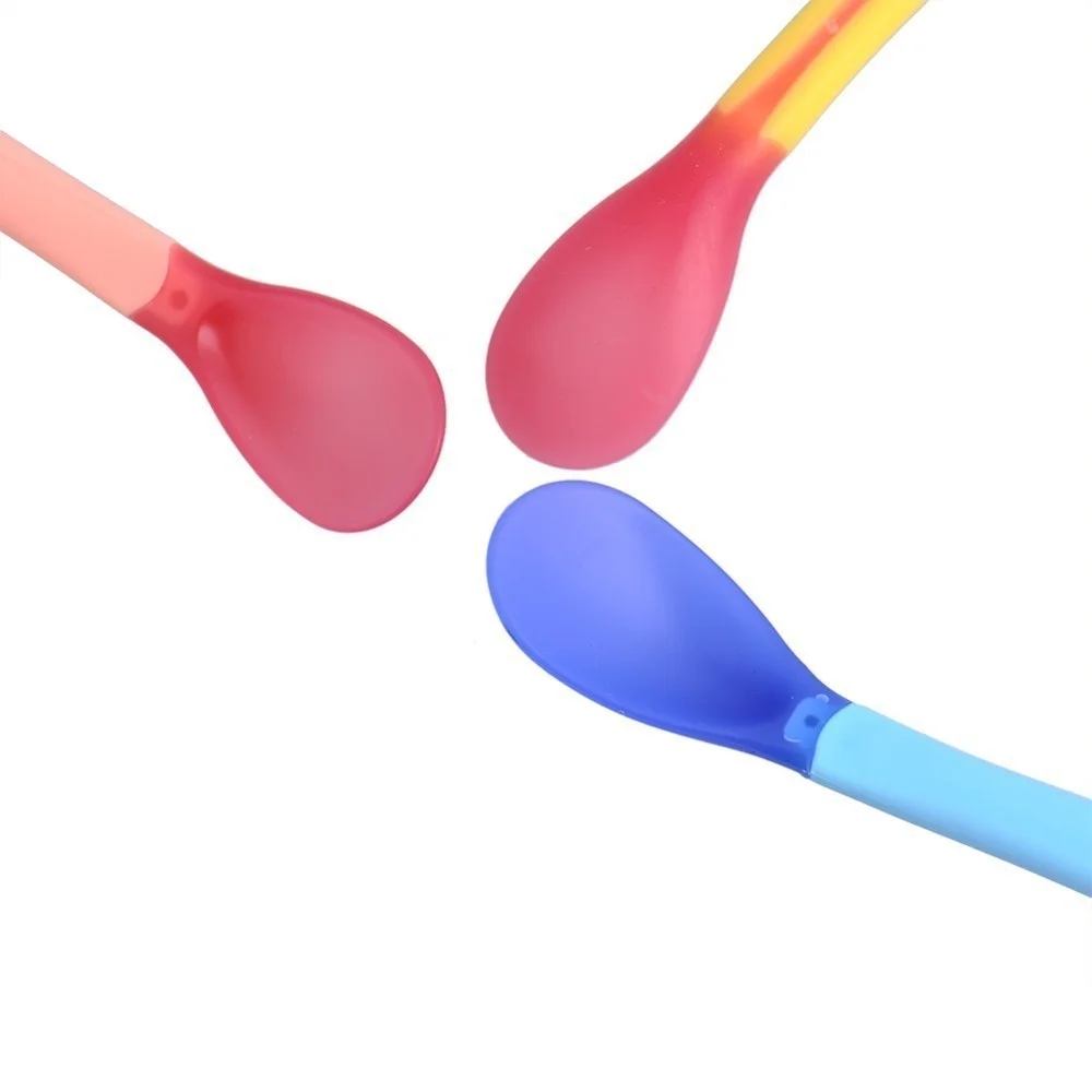 2026 New 3Pcs/Set Temperature Sensing Silicone Baby Spoons Soft Safety Feeding Flatware Kids Infant Eating Tableware Supplies