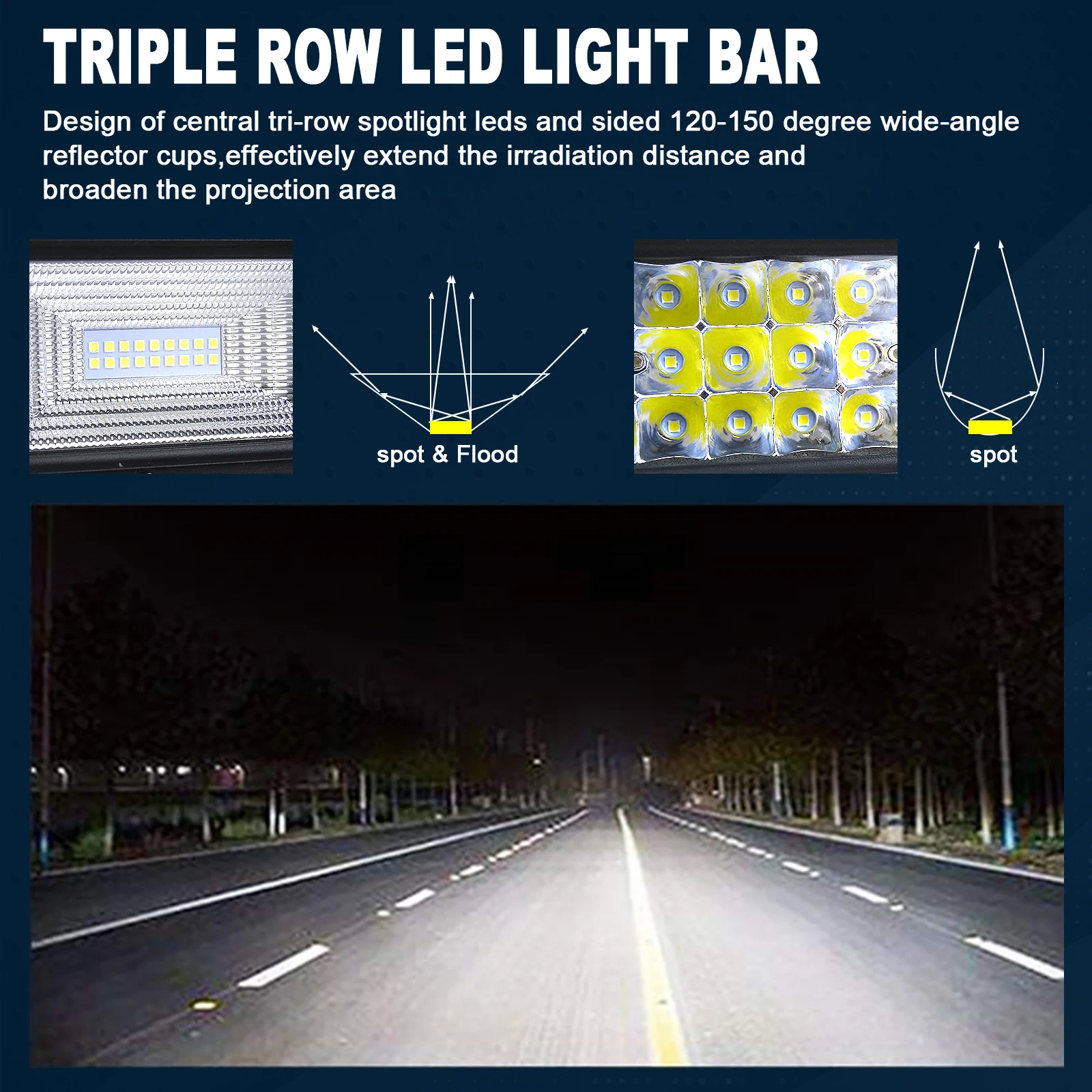 22 32 42 50 52'' Inch Straight Curved Led Light Bar Spot Flood LED Car Lights Offroad Driving Fog Lamp Truck 4x4 ATV UTV 12V 24V