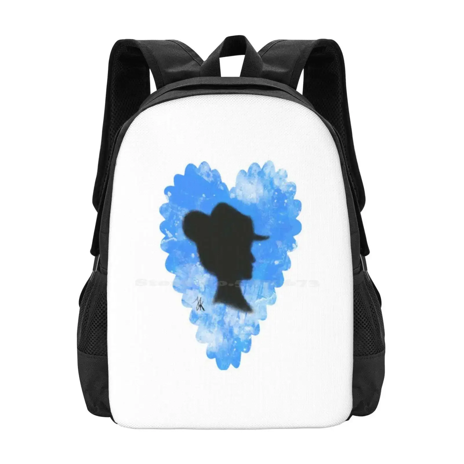 

The Lady And Her Daydreams Hot Sale Schoolbag Backpack Fashion Bags Heart Lady Mrs Silhouette Woman Blue Sky Beautyful