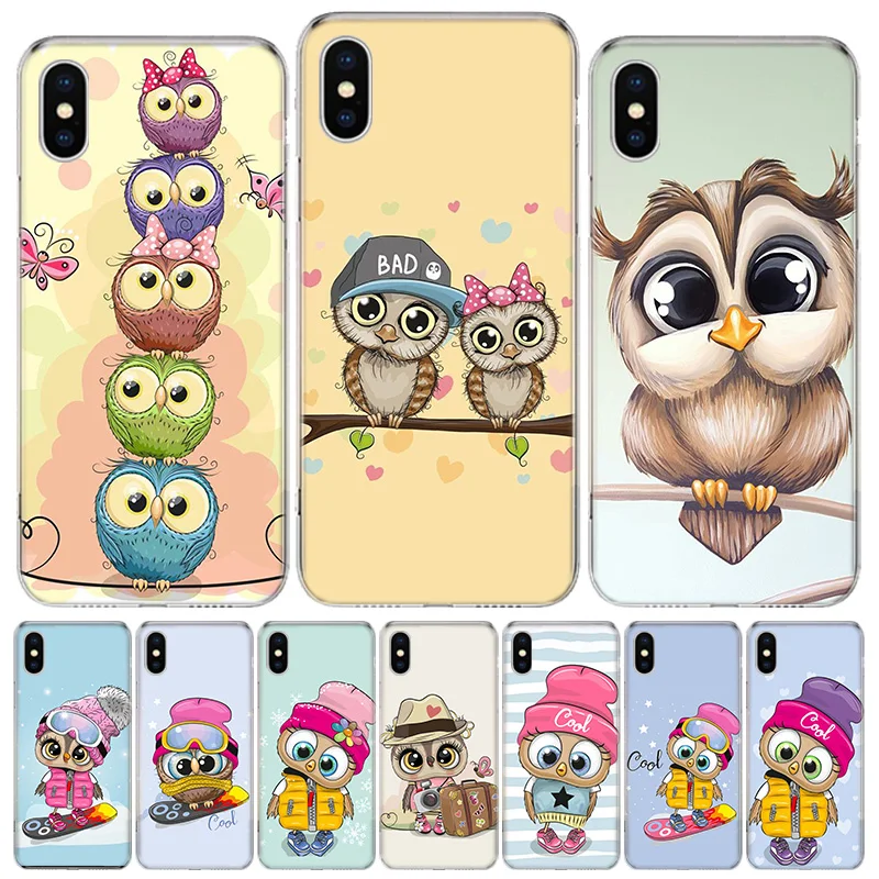 Cute Owl Hearts Lover Christmas Clear Case For iPhone 11 13 14 Pro 15 Pro Max 12 Mini 16 XR X XS Max 7 8 Plus Funda C