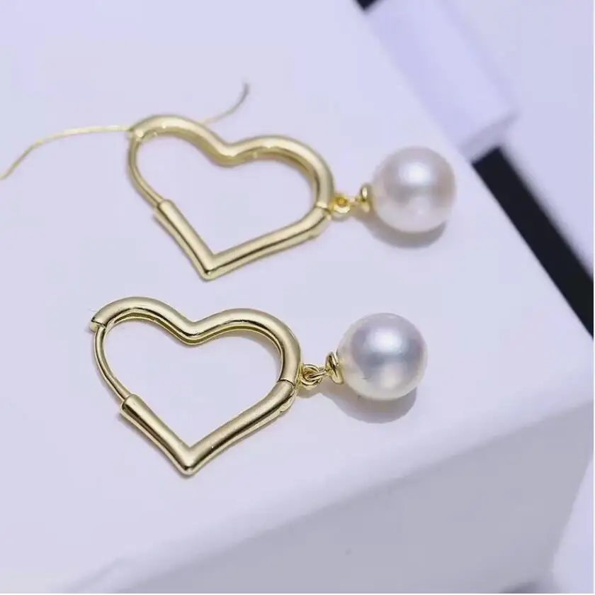 classic pair of 10-11mm south sea round white pearl dangle earring 925s