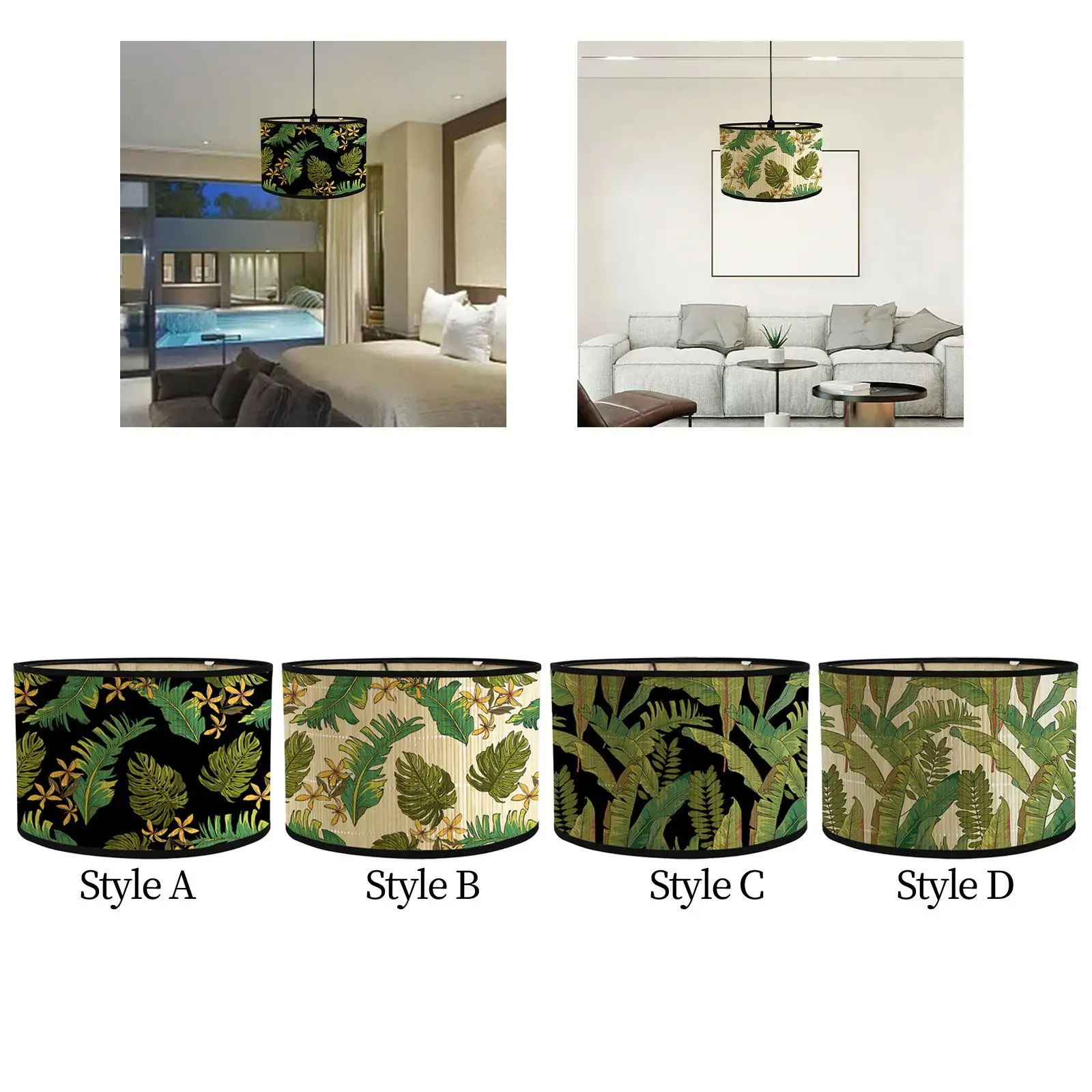 

Bamboo E27 Lamp Shade with Leaves Pattern Replacement for Bedrooms Sturdy
