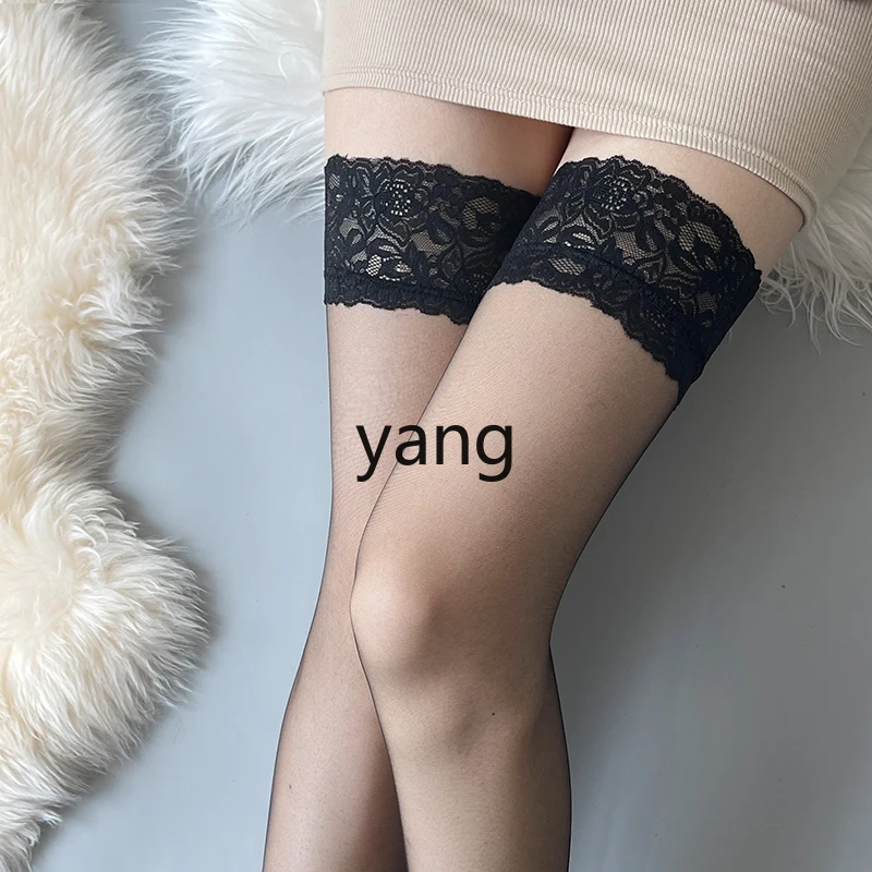 LMM summer ultra-thin thigh socks toe reinforcement black stockings flesh color non-slip