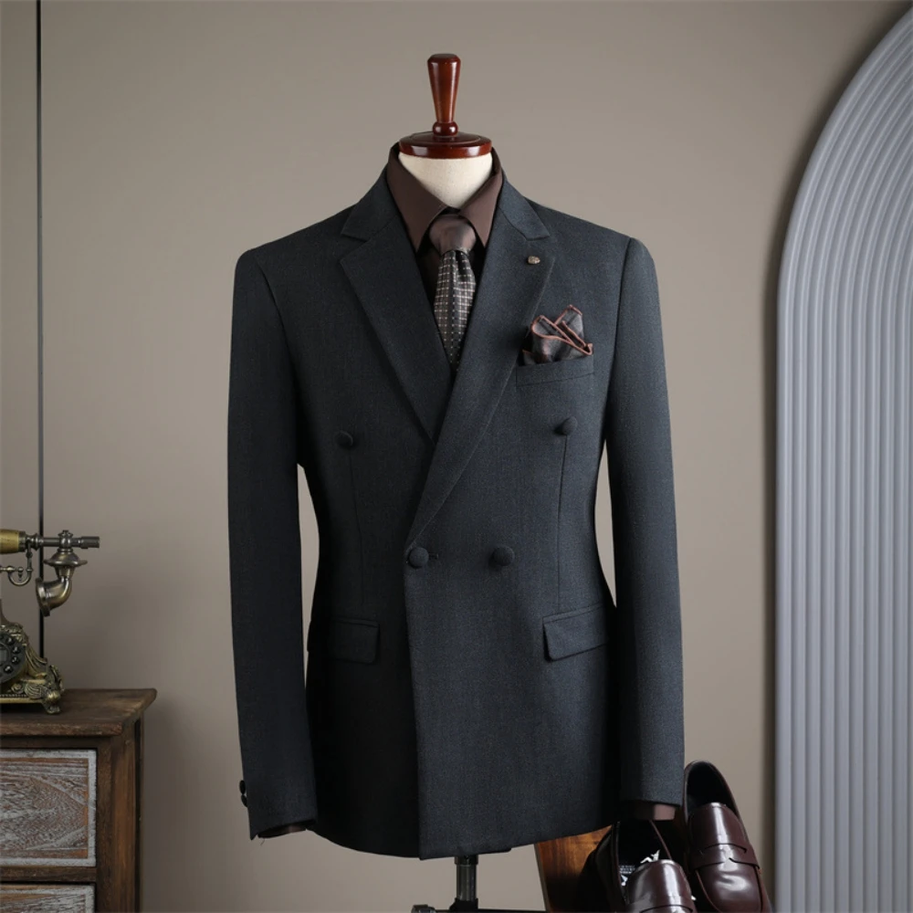 M-4XL Daily Office Men's Jacket, Popular Double Breasted Tuxedo, Dancing Party, Slim Groom Wear, Premium Notched Lapel Suit