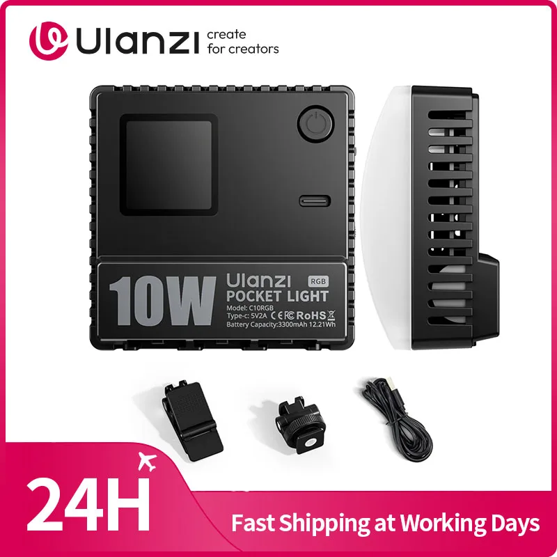 

Ulanzi C10RGB Pocket Power 10W RGB Video Light Fill Light for Smartphone Camera Laptop Tripod 1800K-9000K CCT RGB Scene Mode