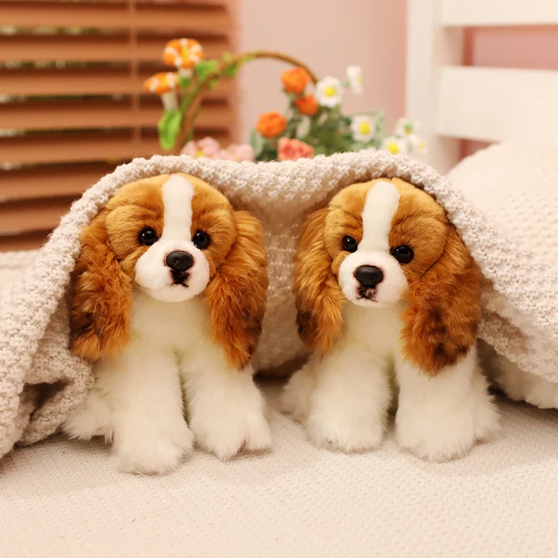 Nuevo 20cm realista Cavalier King Charles Spaniel juguetes de peluche suave y esponjoso lindo cachorro juguetes para niños Kawaii decoración del hogar bonito regalo