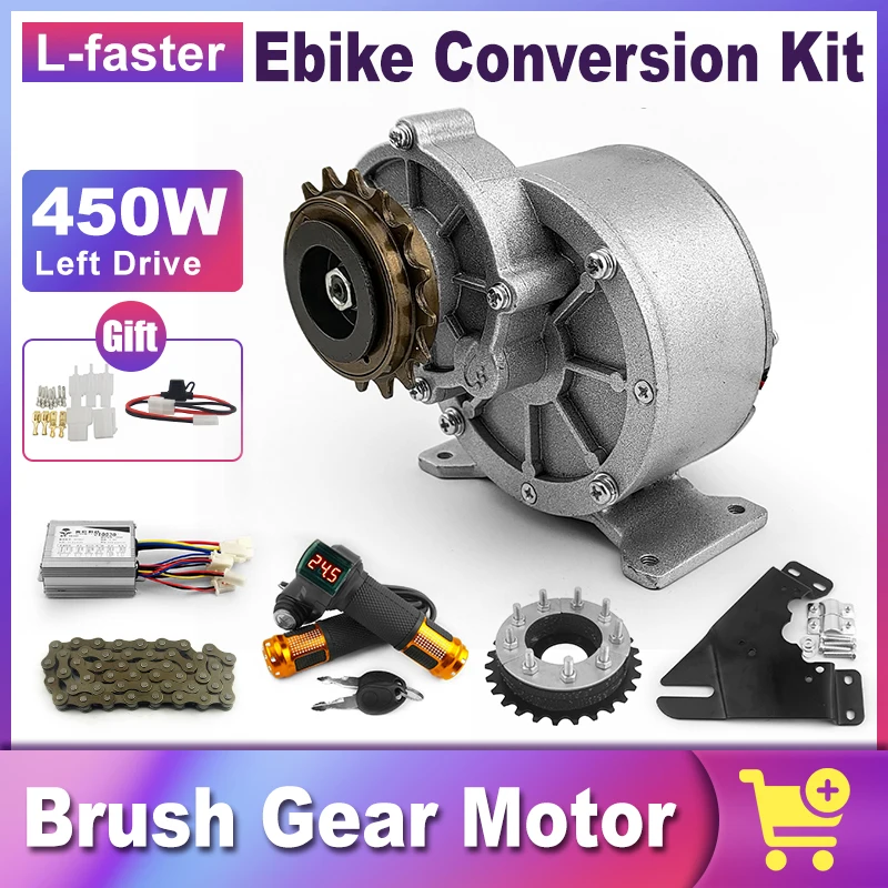 Electric Bicycle Motor Conversion Kit for Bike, Side Hung, DIY Fat Tire, 450W, 36V