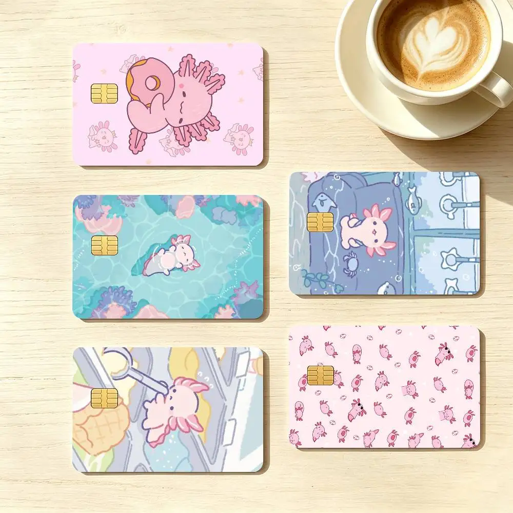 kawaii Cartoon Axolotl  Credit Card HD Stickers Game Card Decal Small Chip Waterproof Sticker Gift