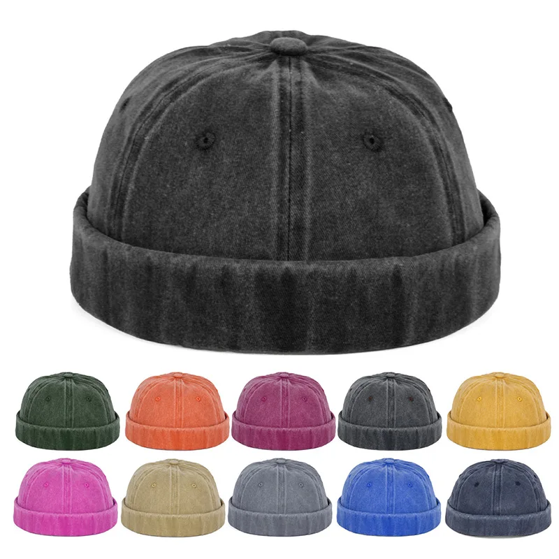 Personalisierte Logo-Bedruckte Hip-Hop-Kappe für Herren, Denim Brimless Docker Mütze, Damen Washed Sailor Hüte, Atmungsaktiver Sommer-Sonnenschutz – Detail 2