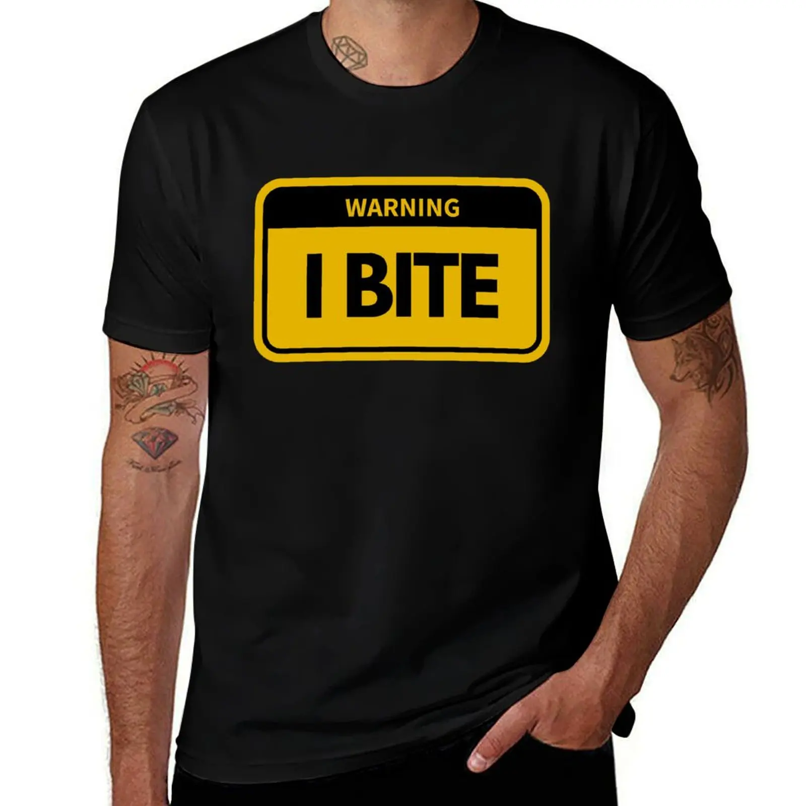 

I Bite - Funny Biting Warning Sign T-Shirt Funny t-shirts funny meme t-shirts gifts for boyfriend tshirts for men