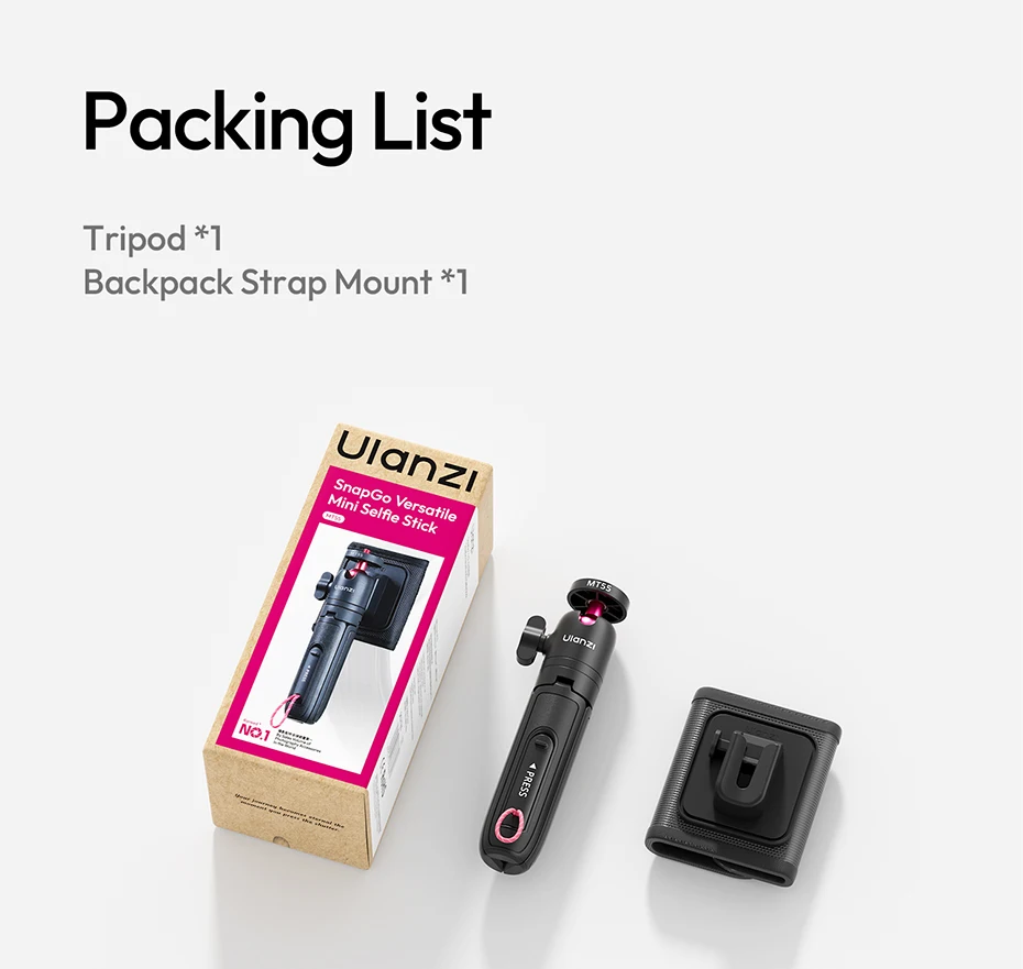 Ulanzi MT55 SnapGo Mini Selfie-Stick Stativ 360 ° Verstellbarer Winkel Immersiver POV 1/4'' Halter für Kamera, Handy, Videoleuchte – Detail 19