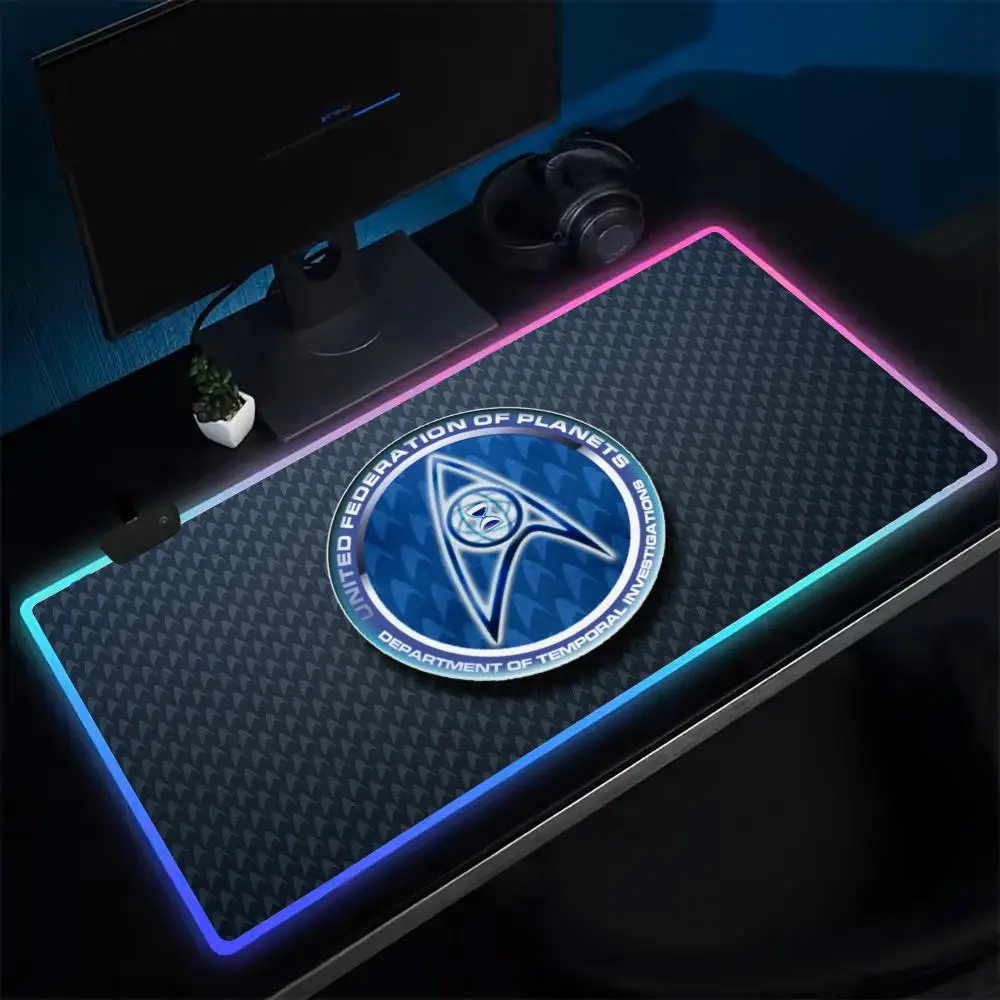 S-Star Treks  Logo Mouse Pad Anime Gaming Mouse Pad LED Table Pads Backlit Rubber Desktop XXL Mousepad RGB Desk Mats