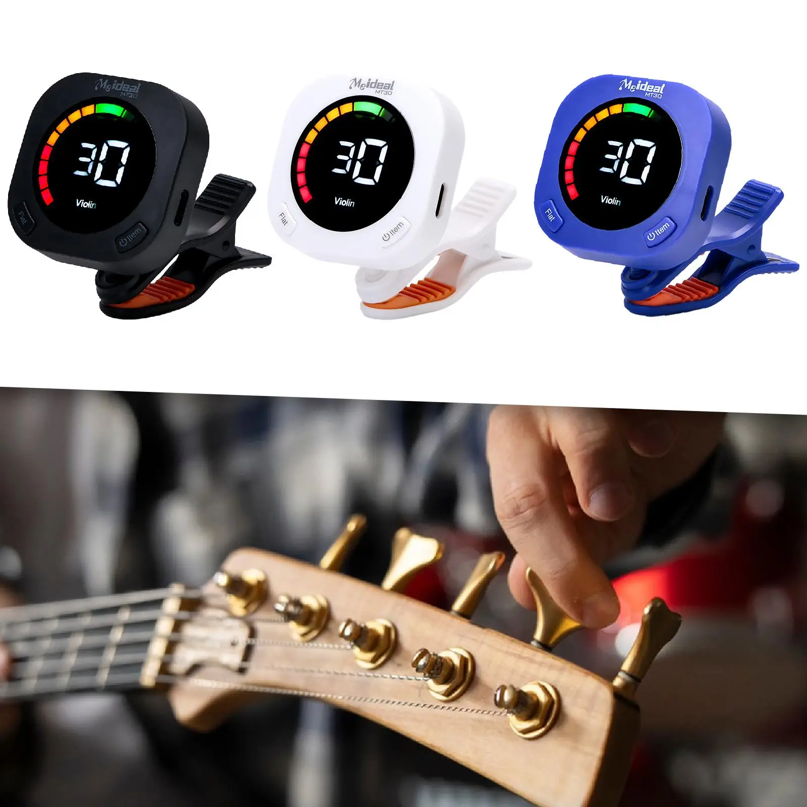 

Clip on Guitar Tuner Portable 360 Degree Rotating High Sensitivity Musical Instrument Parts for Guitar Ukulele Bass Players