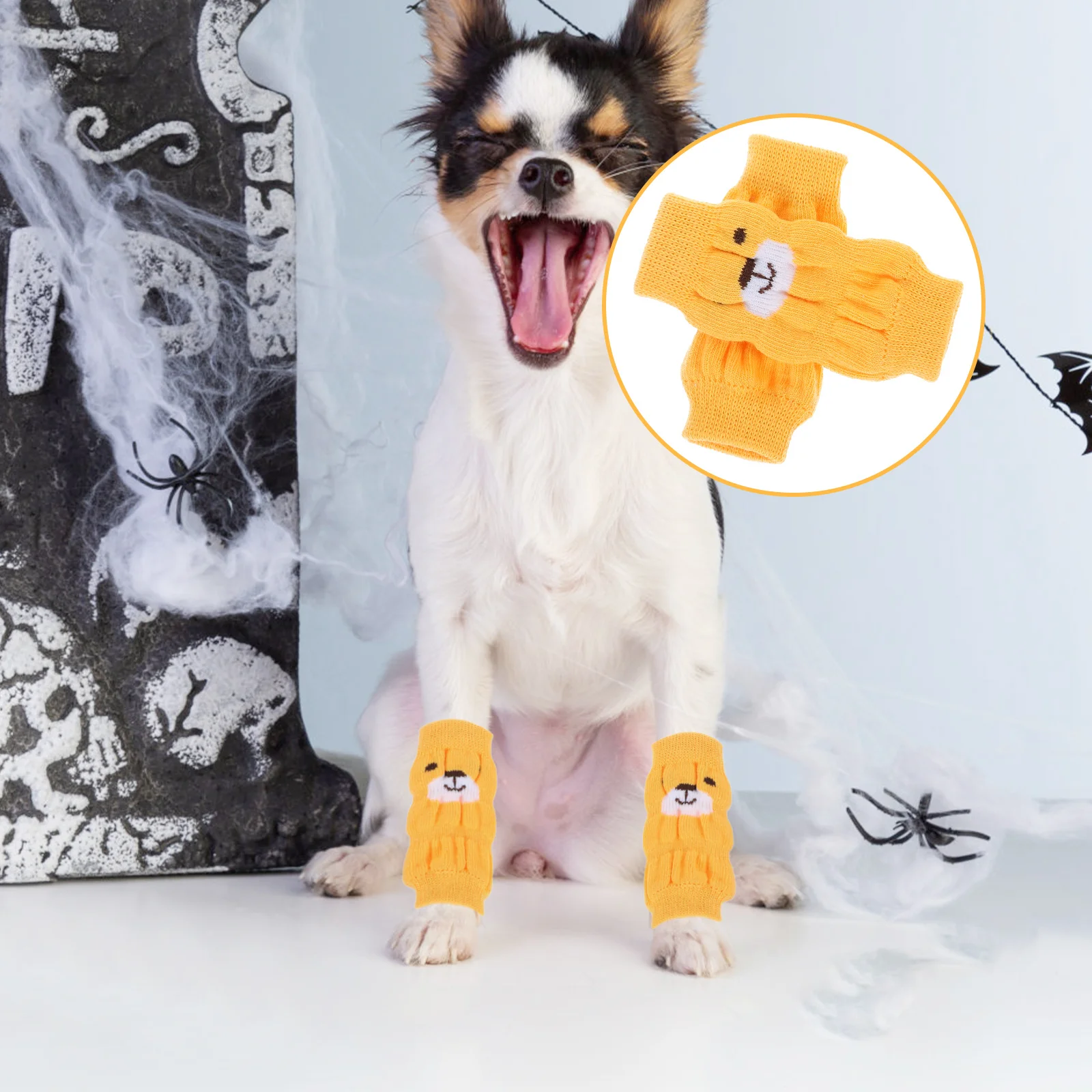

4Pcs Puppy Socks Anti-Slip Leg Warmer for Dogs Soft Dog Knee Protectors Warm Pet Supplies for Cold Snow Ice Weather Use