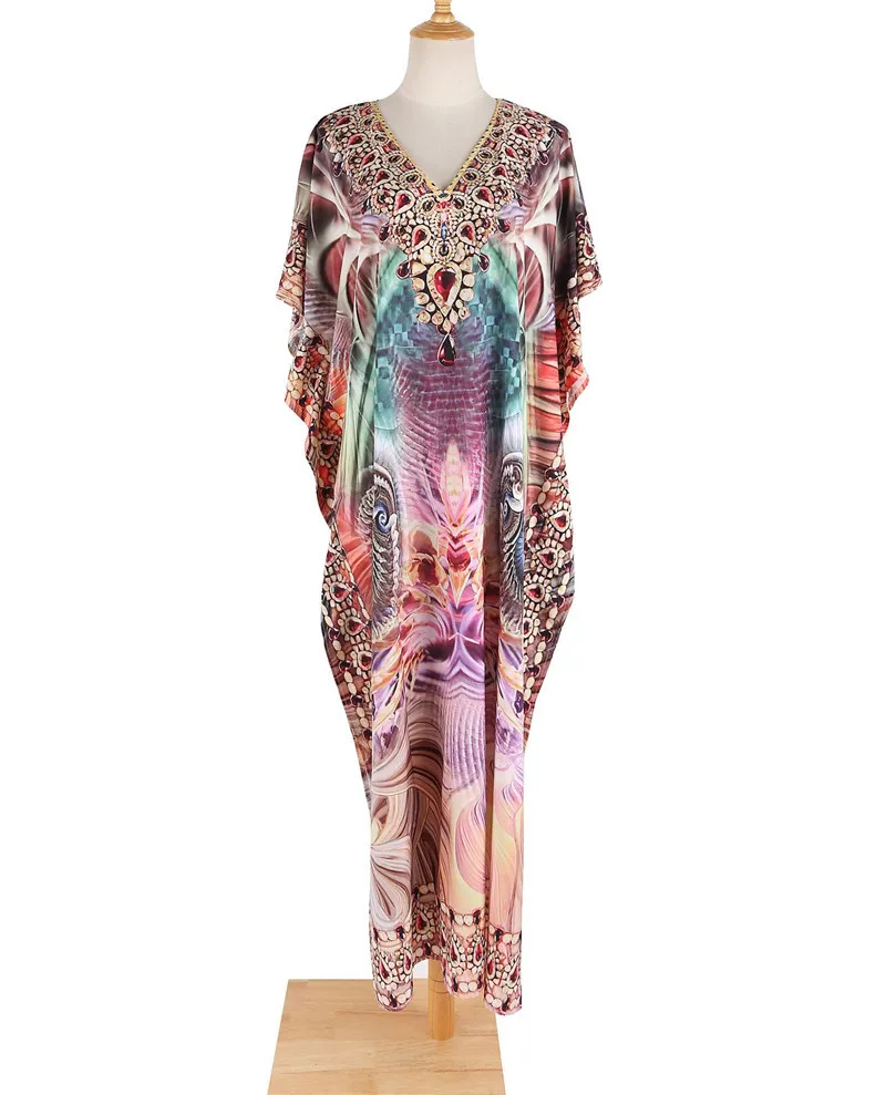 Sukienki kaftan damskie z rozcięciem bocznym, narzutka na strój kąpielowy, codzienna długa sukienka plażowa do noszenia na plaży lub w domu.