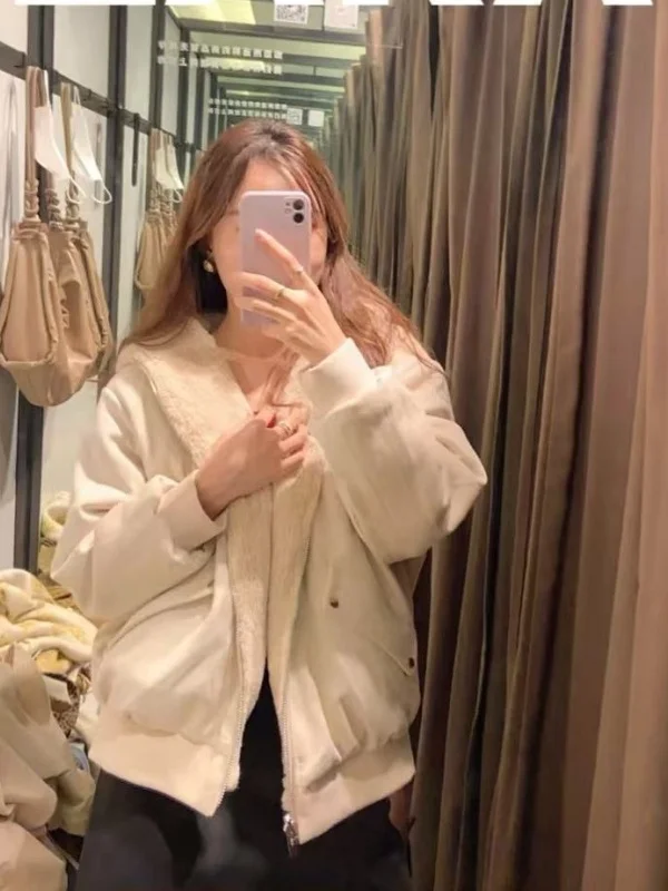 

Зима 202, женское двустороннее пальто с капюшоном Plu Jaet, свободный крой, повседневное длинное пальто из полиэфирного волокна, све, на молнии