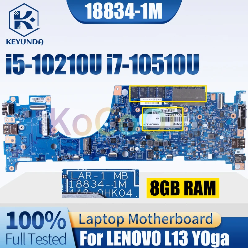 18834-1M For LENOVO L13 Y0ga Notebook Mainboard i5-10210U i7-10510U 8GB RAM 5B20S72249 5B20S72246 Laptop Motherboard Full Tested