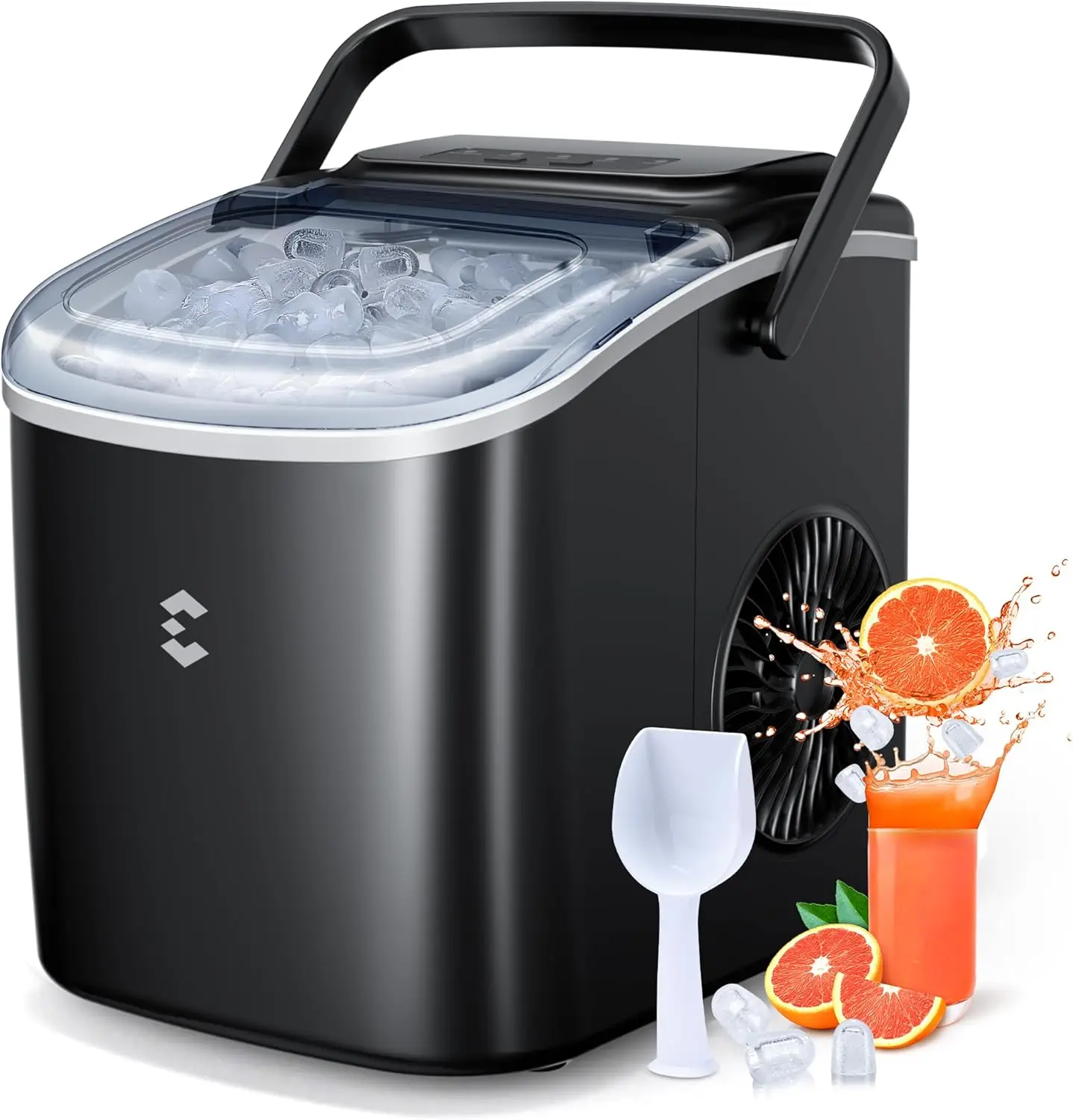 

Ice Maker Countertop, Portable Ice Machine 9 Cubes in 6 Mins, 26 lbs in 24 Hrs, Two Sizes of Bullet Ice Self-Cleaning,Black