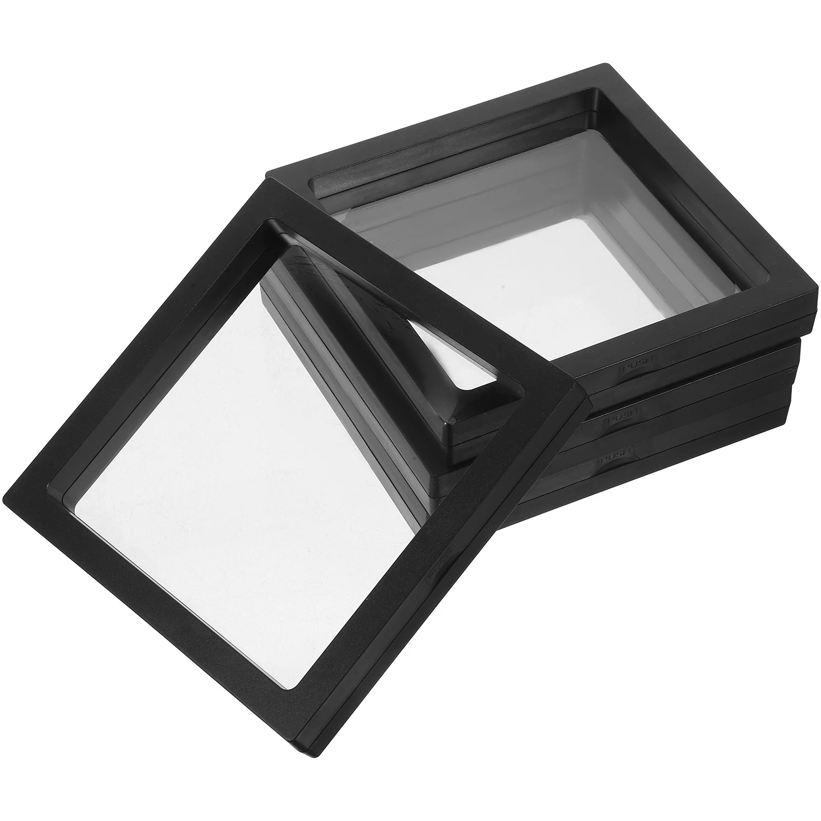 

4Pcs Transparent Jewelry Display Case Floating Design Desktop Ring Holder Stable Wear-Resistant Organizer Case