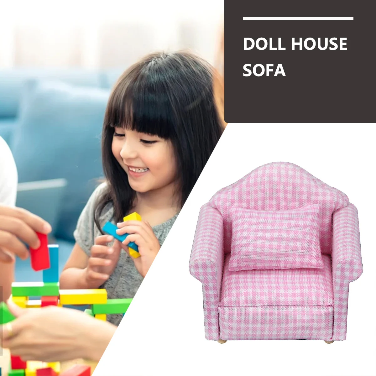 1 ensemble de Mini canapé de maison avec oreiller, meubles miniatures pour la décoration de la pièce, décor de canapé Miniature léger et Portable