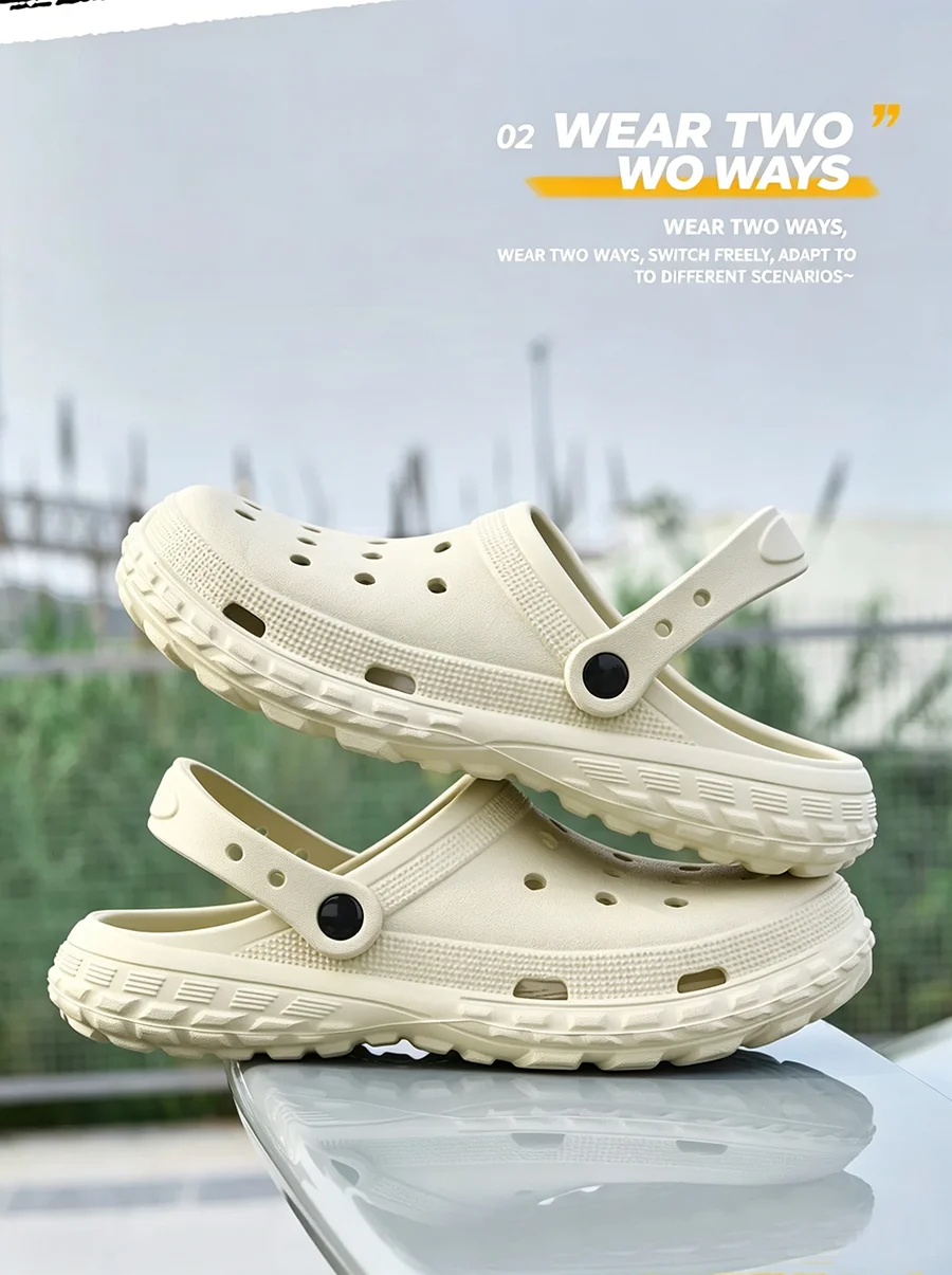 Herren-Sandalen mit zwei Riemen, perforiertem EVA-Material und dicken Sohlen – bequem und ideal zum Autofahren, auch für Paare geeignet, für den Außenbereich – Detail 7