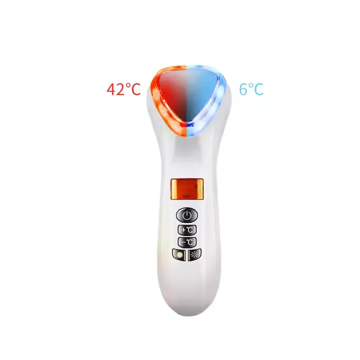 Hot Cold Hammer Ultrasonic Cryotherapy LED Photon Shrink Pores Facial Lifting Vibration Massager Ultrasound Eye Skin Care Device