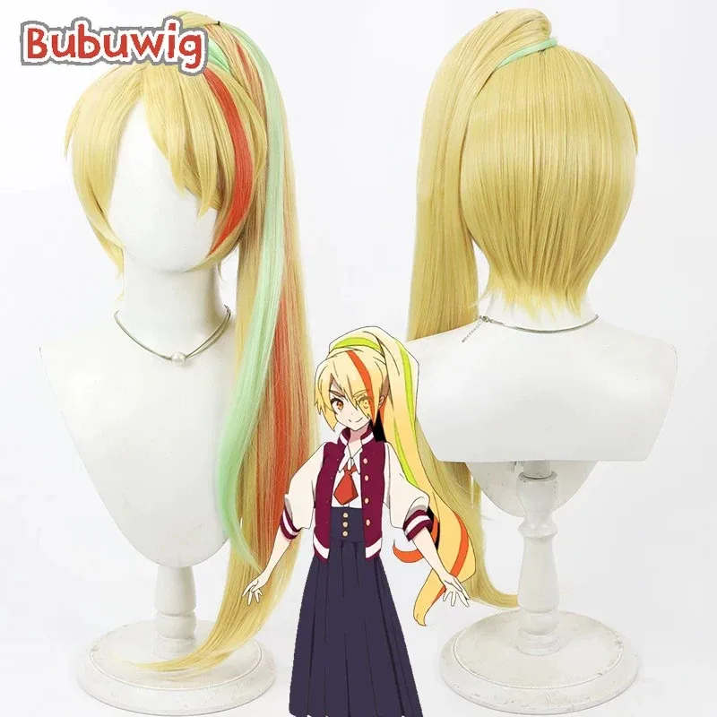 CyBubuwig الشعر الاصطناعية ساكي Nikaido تأثيري الباروكات زومبي لاند ساغا ساكي Nikaido 80 سنتيمتر طويل مختلط شقراء ذيل حصان شعر مستعار مقاومة للحرارة #2