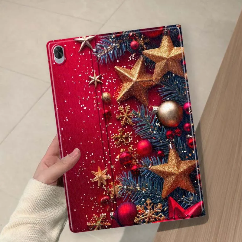 Christmas Red Gold Decor For Huawei MediaPad 11 M5 M6 ES Pro M5Lite Honor Pad V7 V8 X7 X8 X9 GT Pro Tab Tablet Case Soft