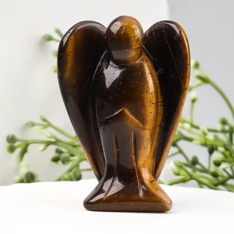 Hand Carved Natural Stone angel Figurine, mini Crystal Crafts, Black Jade Gemstone, Healing, Home Decoration, 1.5 inch