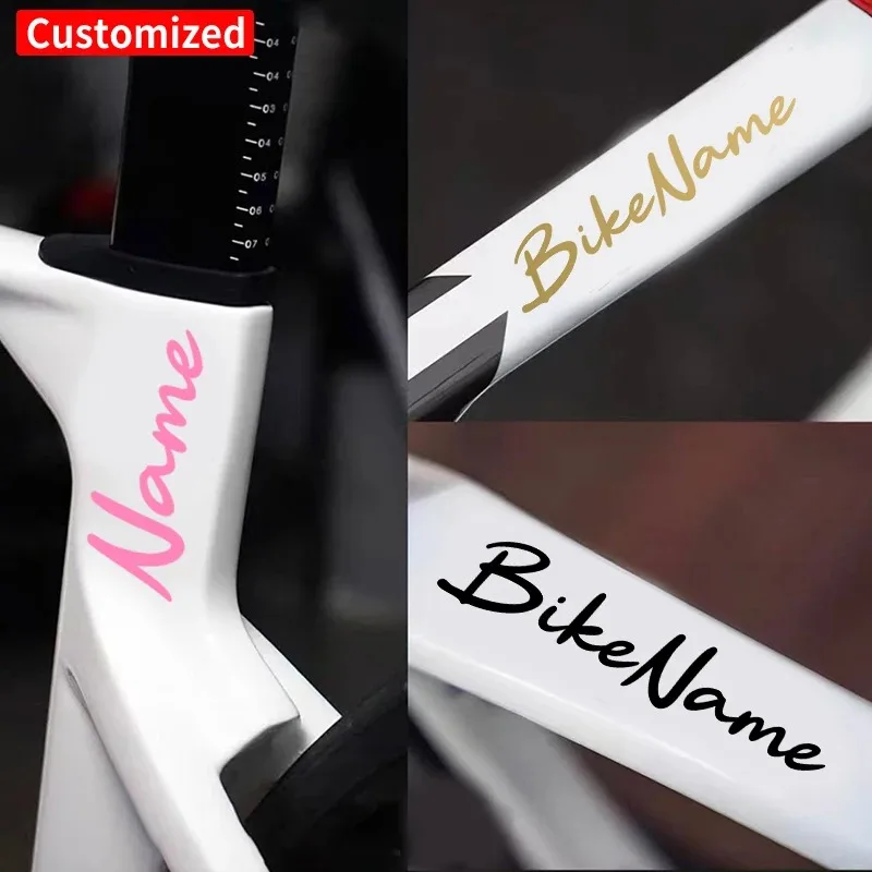 1PC Handwritten Style Custom Bike Stickers Waterproof DIY MTB Bike Frame Top Tube Personalized Motorcycle Helmet Vinyl Decals